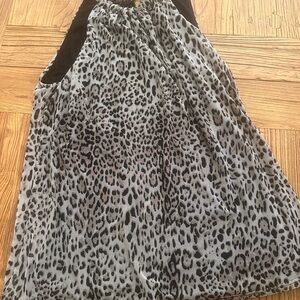 Gray and Black Leopard Print Sleeveless Shirt